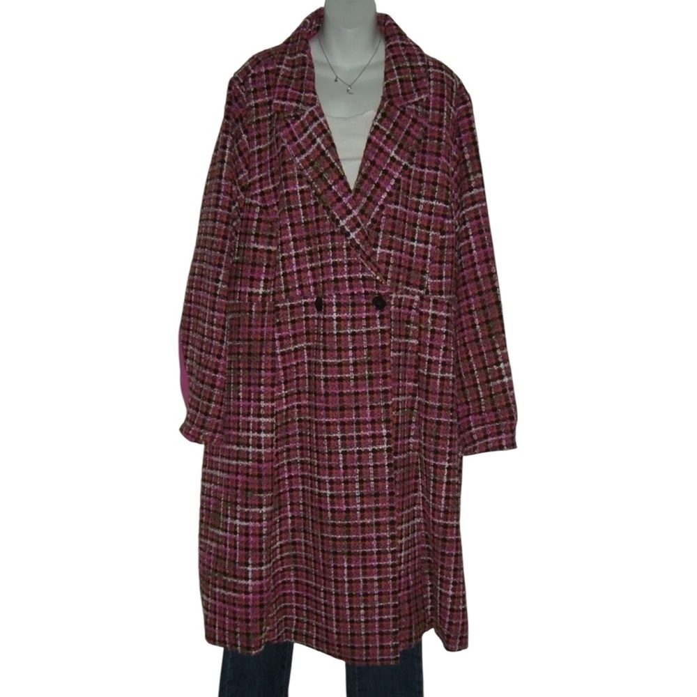 Torrid Coat Pink Pea Trench Boucle Parisian Kate Middleton Preppy Plus Tweed 5X - Picture 16 of 16